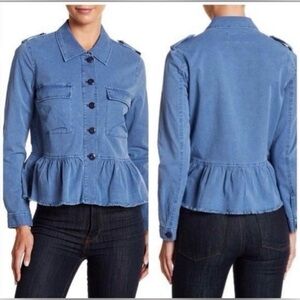 Lucky Brand Sz L Light Blue Peplum Utility Jacket
